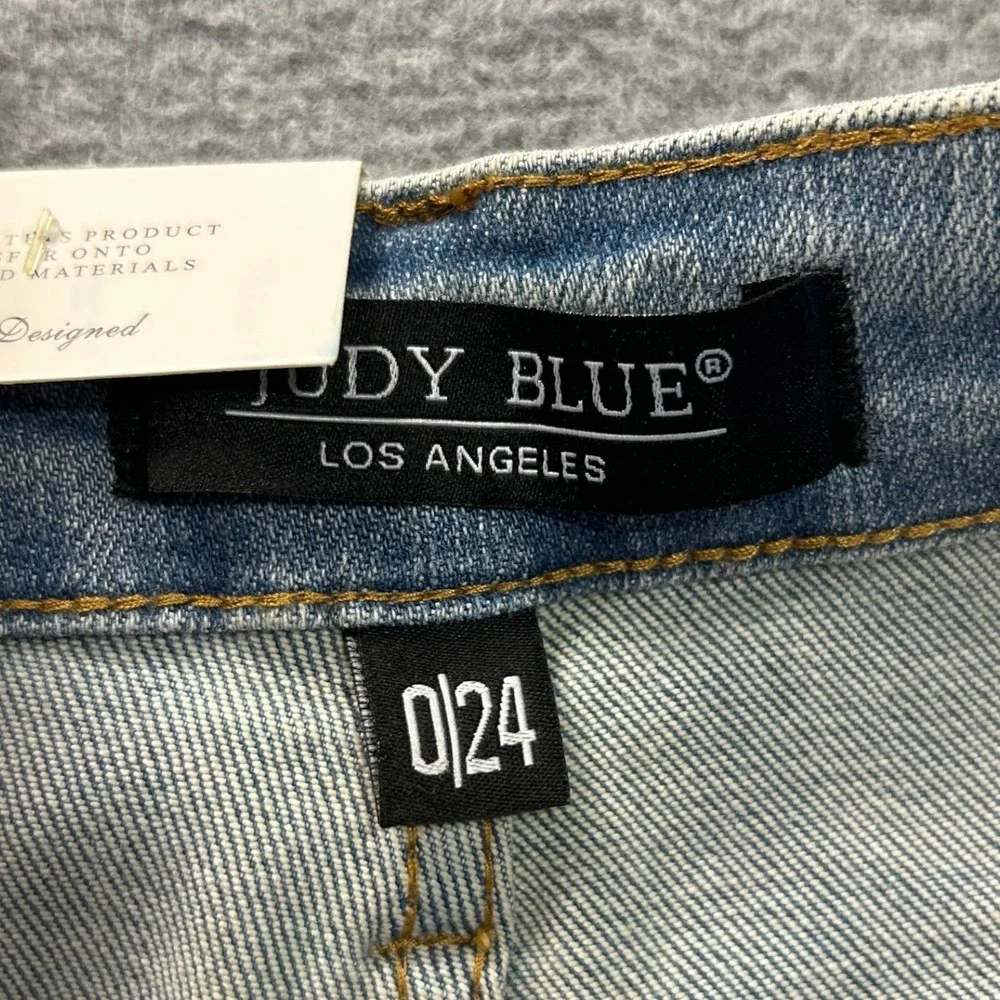 Judy Blue Boyfriend Jeans Womens 0/24 High Rise Utility Pocket Light Blue Denim